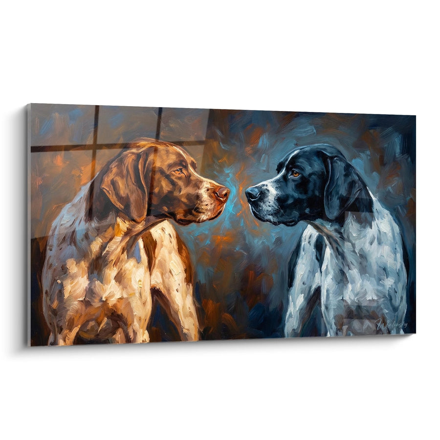 Tableau Duo de Chiens de Chasse aux Regards Croisés - Complicité Canine - Edition Pointer Anglais