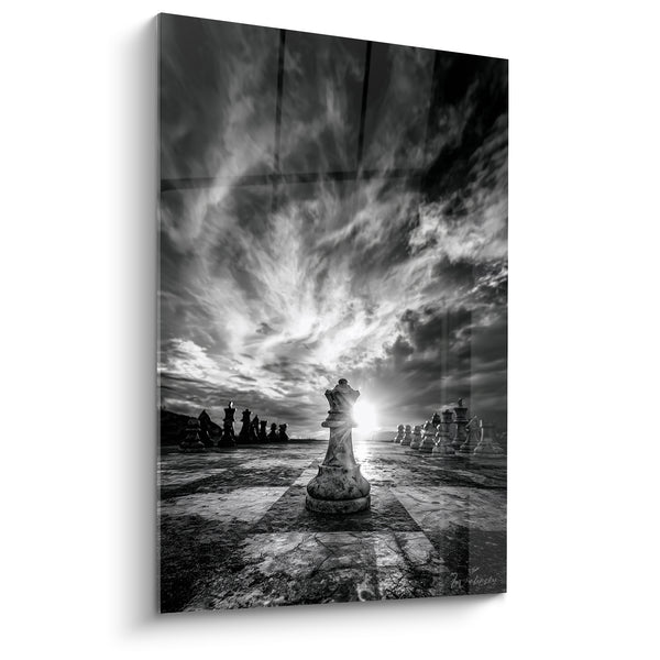 Tableau Reine noire et blanche sous ciel dramatique - Instant décisif - Edition Echecs