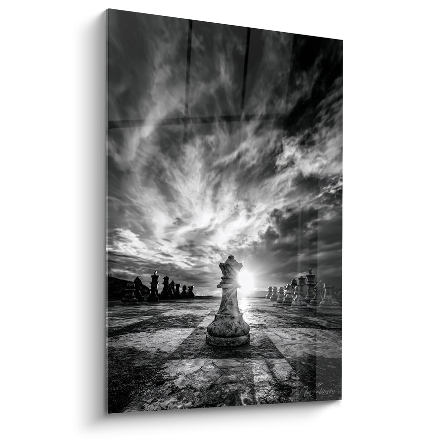 Tableau Reine noire et blanche sous ciel dramatique - Instant décisif - Edition Echecs