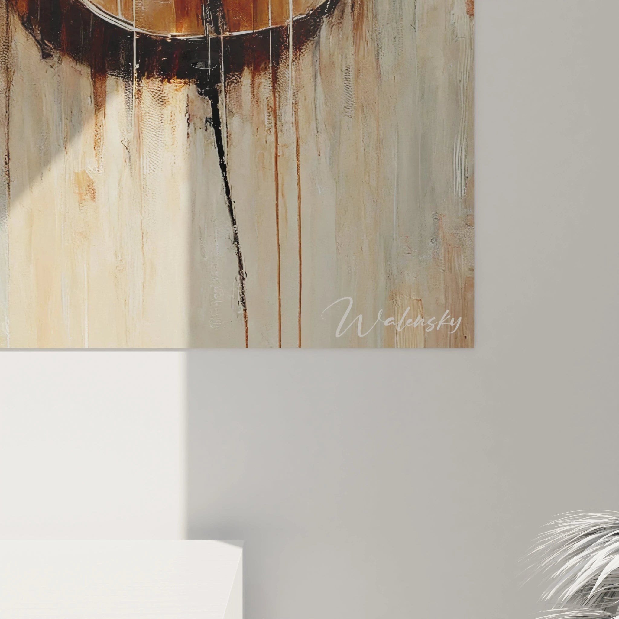 Gros plan sur "Échos d'un Violon" : admirez les détails texturés du violoncelle et les nuances abstraites. Une œuvre parfaite pour les amoureux de musique et d’art.  Art Abstrait

