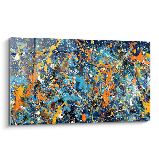 Schilderij met kleurrijke spetters - Creatieve chaos - Abstracte schilderstijl editie