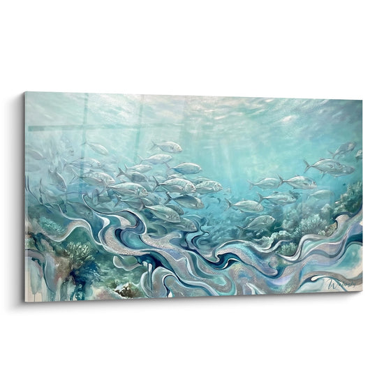 Painting School of Fish in Crystalline Rapids - Flowing Waters - River Fishing Edition