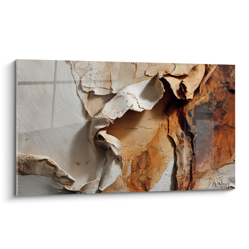 Tree Bark Painting with Ochre and Beige Hues - Natural Textures - Northeast Feng shui Earth Edition