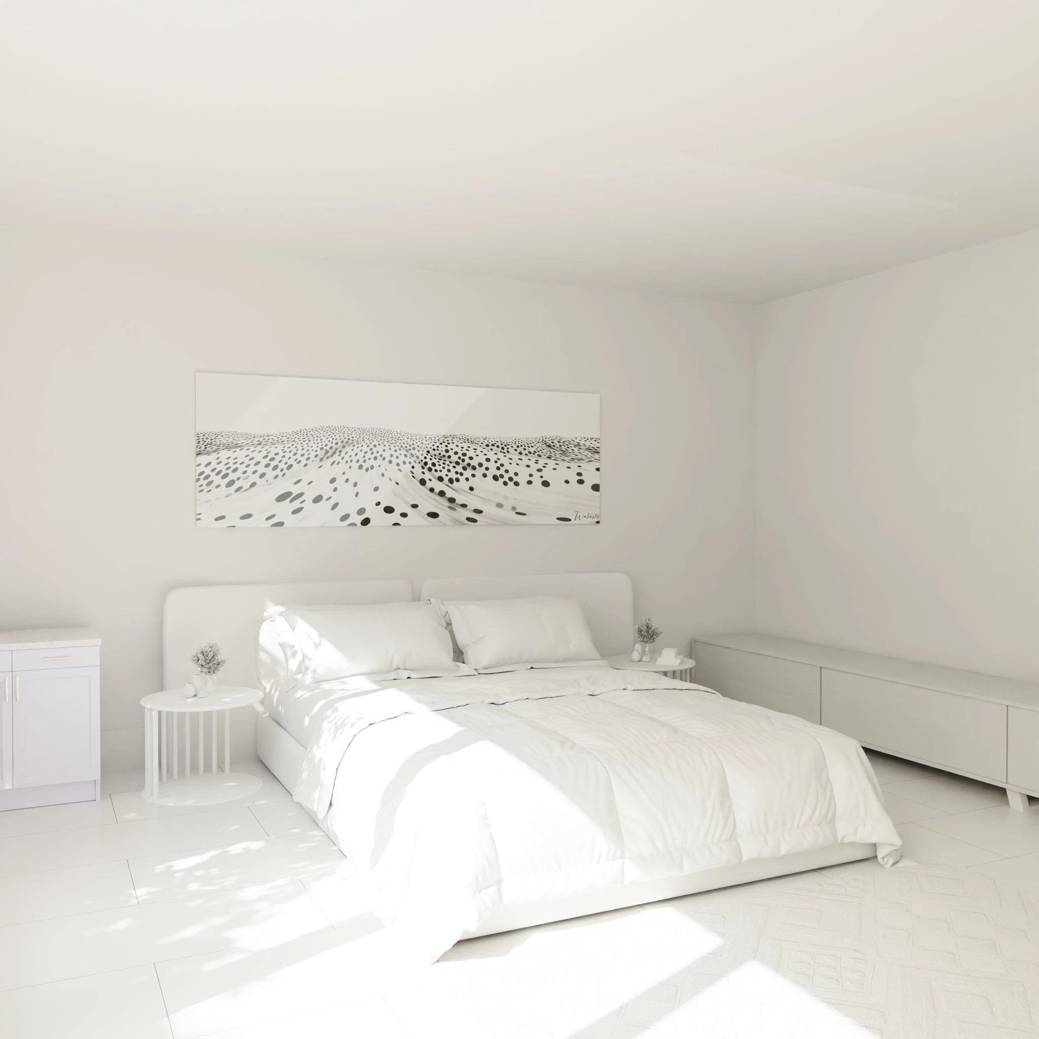 Tableau tacheté noir et blanc Walensky, ajout moderne pour la décoration intérieure d'une chambre lumineuse