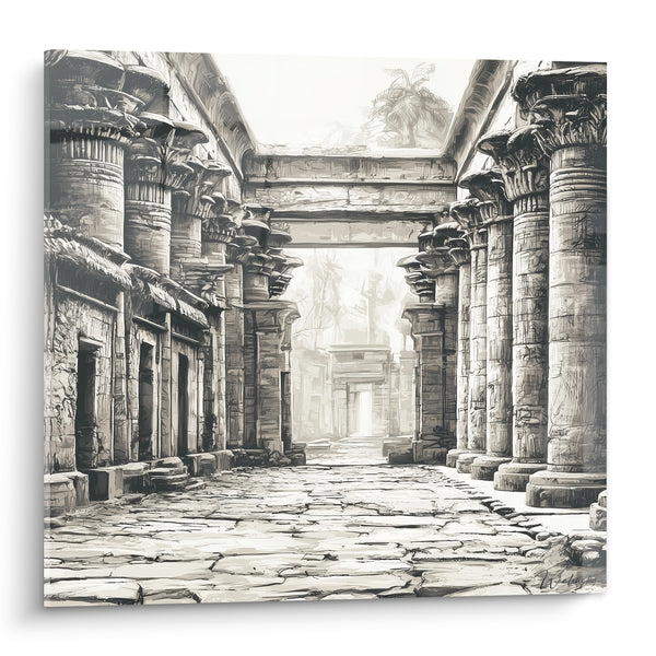 Tableau Temple aux colonnades grises et blanches - Écho des pharaons - Edition egypte