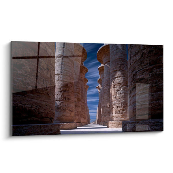 Tableau Colonnes de Karnak ocre et bleu nuit - Passage vers l'infini - Edition egypte