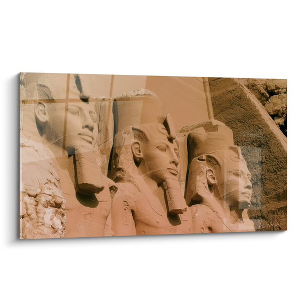 Tableau Statues d'Abou Simbel ocre et terracotta - Sentinelles éternelles - Edition egypte
