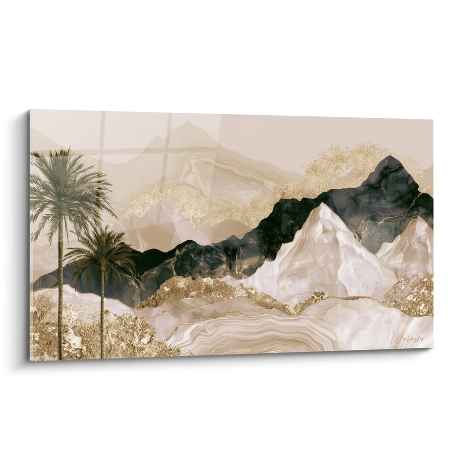 Tableau Dunes dorées et palmiers du désert - Oasis dorée - Edition egypte