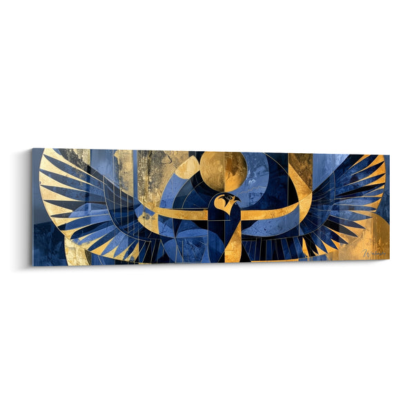 Tableau Faucon Horus bleu marine et doré - Gardien solaire - Edition egypte