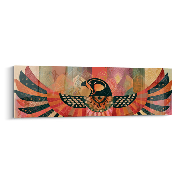 Tableau Faucon rouge et noir aux ailes déployées - Effigie du dieu Horus - Edition egypte