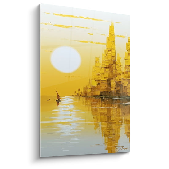 Tableau Skyline doré au bord du Nil - Voile au couchant - Edition egypte