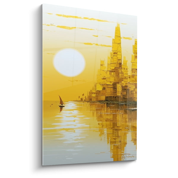 Tableau Skyline doré au bord du Nil - Voile au couchant - Edition egypte