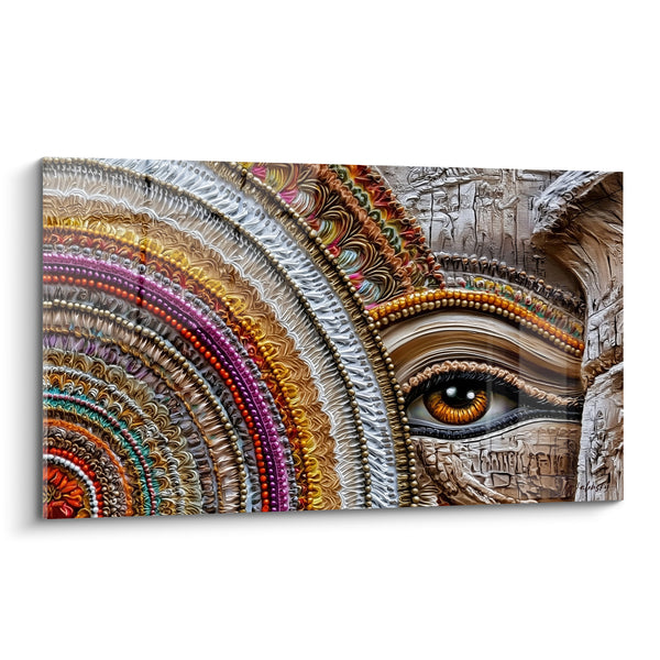 Tableau Œil pharaonique beige et pourpre en éventail - Iris ambré perlé - Edition egypte