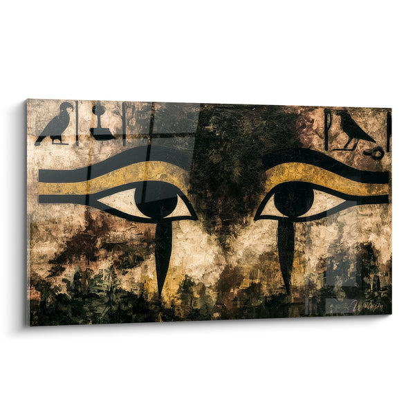 Tableau Œil d'Horus doré et hiéroglyphes anciens - Sentinelle millénaire - Edition egypte
