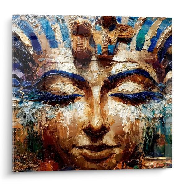 Tableau Pharaon doré au némès bleu - Silence millénaire - Edition egypte