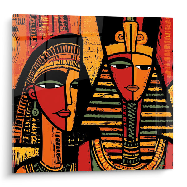 Tableau Pharaon et reine visages stylisés - Majesté royale - Edition egypte