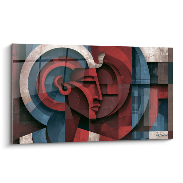 Tableau Pharaon rouge et bleu profil géométrique - Mémoire royale - Edition egypte