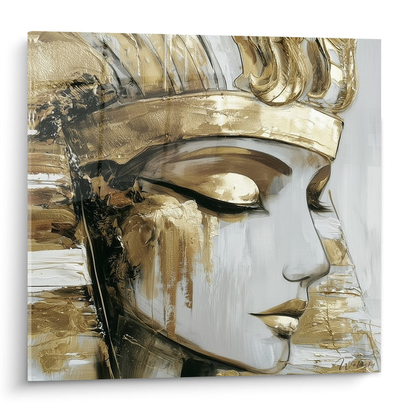 Tableau Pharaonne dorée au profil blanc - Majesté silencieuse - Edition egypte