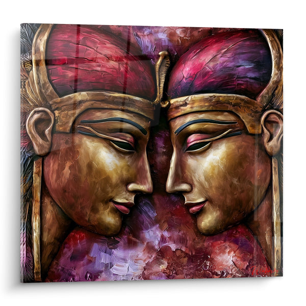 Tableau Pharaons dorés aux coiffes pourpres - Dialogue des souverains - Edition egypte