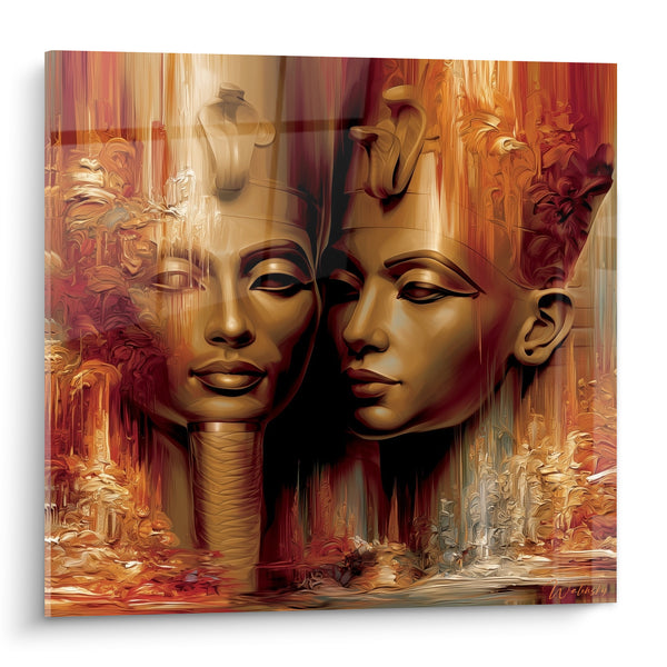 Tableau Pharaons dorés aux visages bordeaux - Mémoire des pharaons - Edition egypte