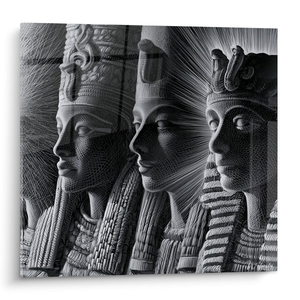 Tableau Pharaons noir et blanc gravure fine - Gardiens du temps - Edition egypte