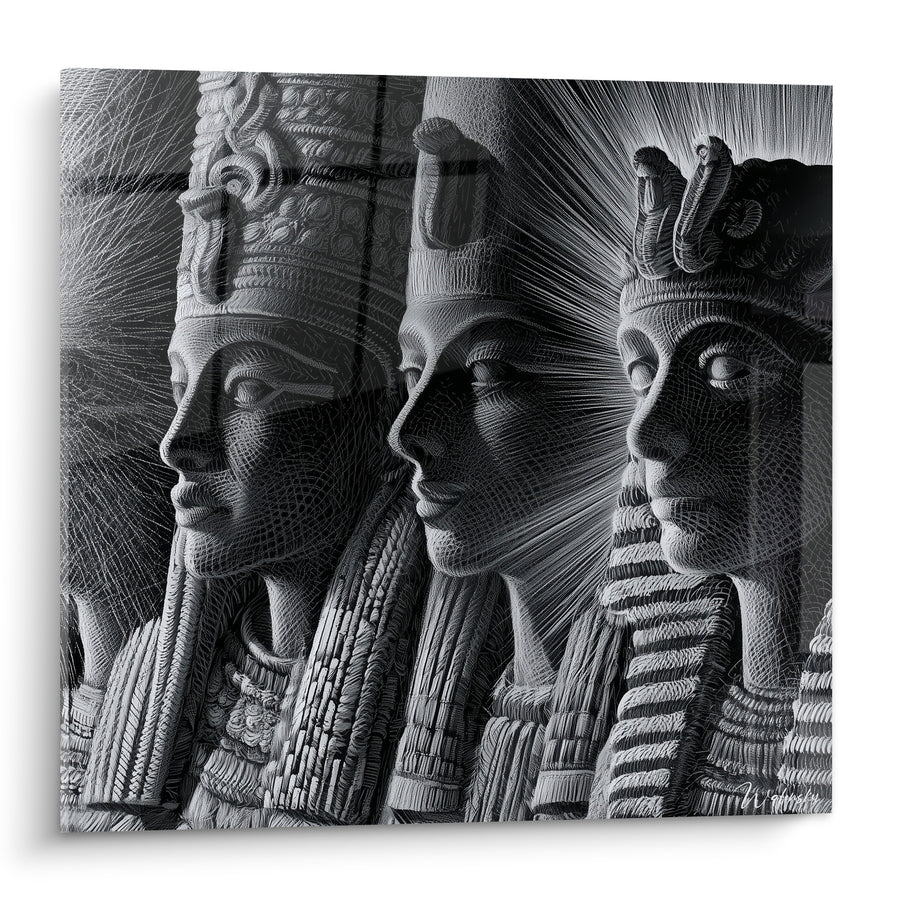 Tableau Pharaons noir et blanc gravure fine - Gardiens du temps - Edition egypte