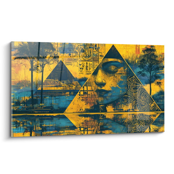 Tableau Pyramide dorée aux reflets bleu profond - Mémoire du Nil - Edition egypte