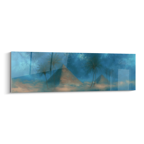 Tableau Pyramides bleu turquoise et sable doré - Songe du désert - Edition egypte