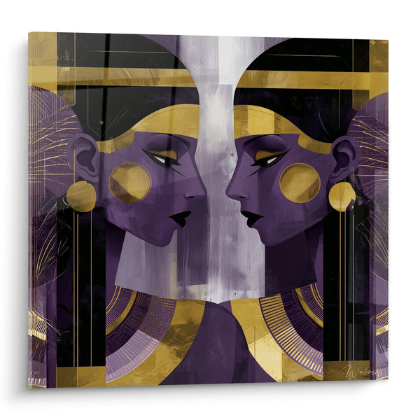 Tableau Reine égyptienne violette aux profils miroirs - Miroir des reines - Edition egypte