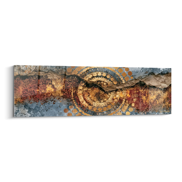 Tableau Spirale dorée fissure bleu ardoise - Trésor enfoui - Edition egypte