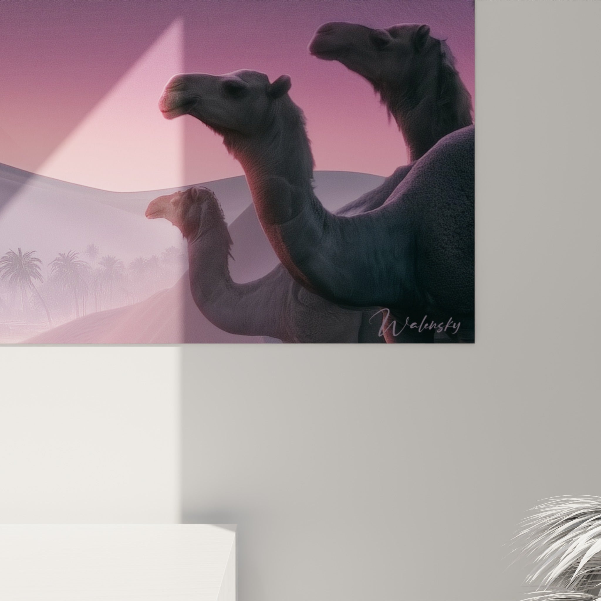 Empâtements orangés et violet profond révèlent la matière picturale de ce tableau pyramide égypte
