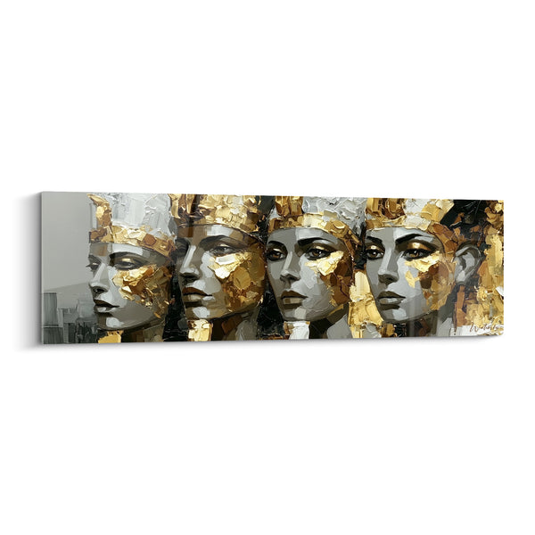 Tableau Visages pharaoniques dorés et gris - Gardiennes du temps - Edition egypte