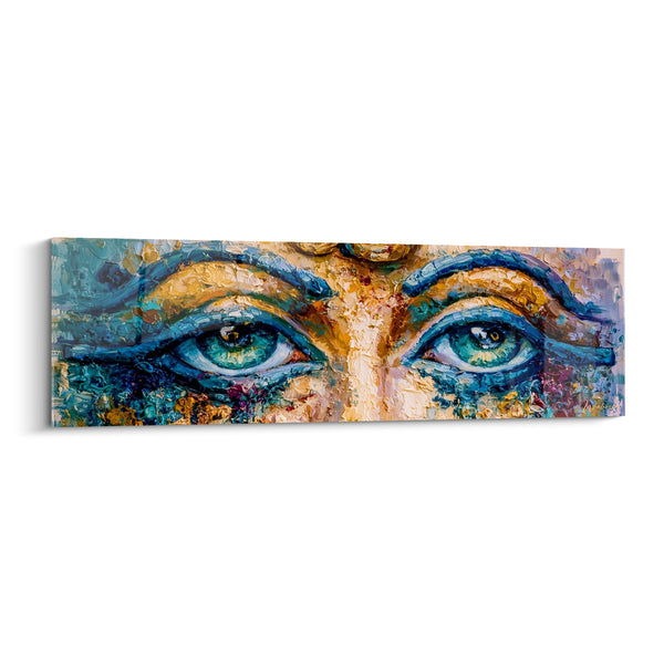 Tableau Yeux pharaoniques turquoise et dorés aux sourcils arqués - Regard fixe intense - Edition egypte