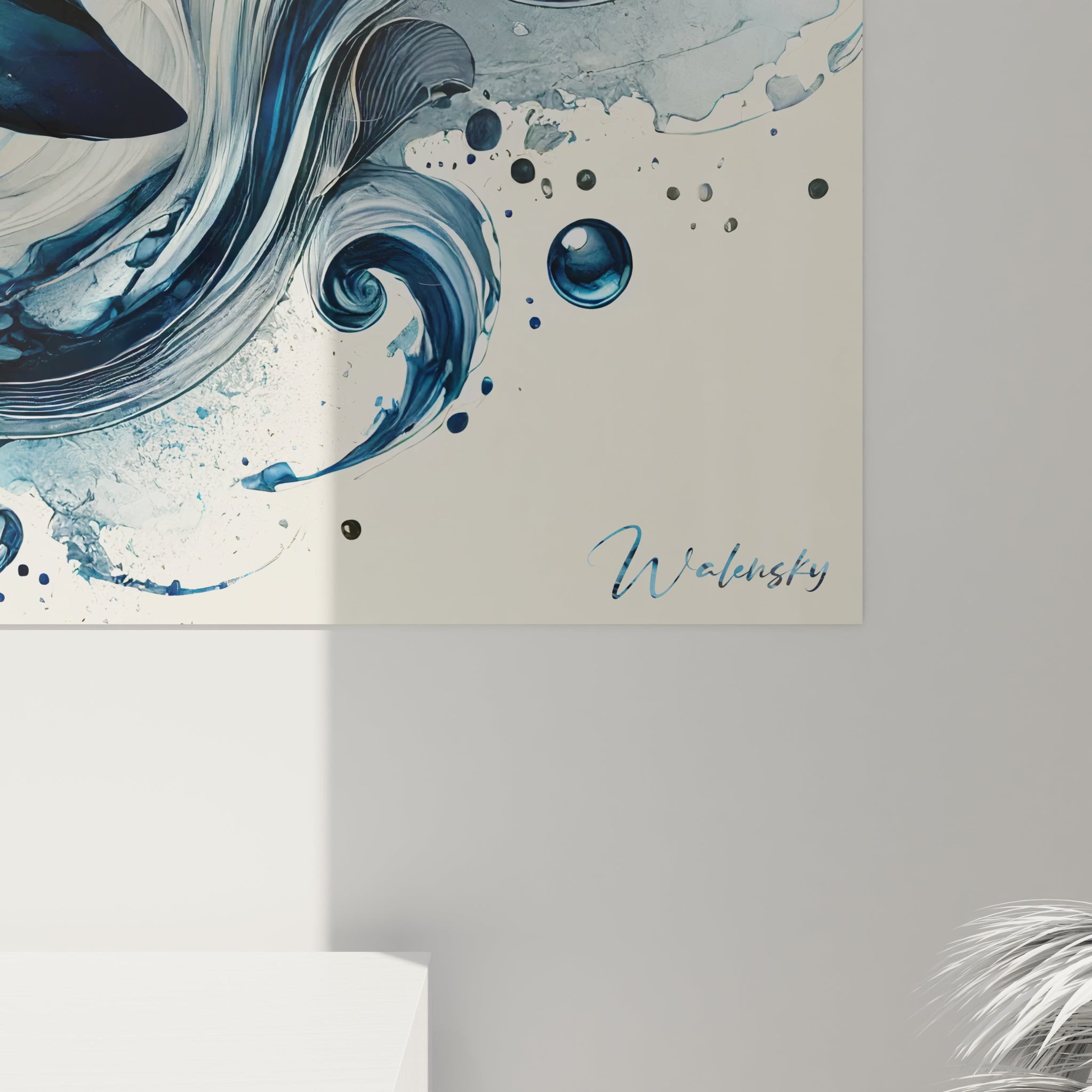 tableau orque en vue rapprochée détails captivants vagues écume bulles et éclats dorés une œuvre unique et dynamique

