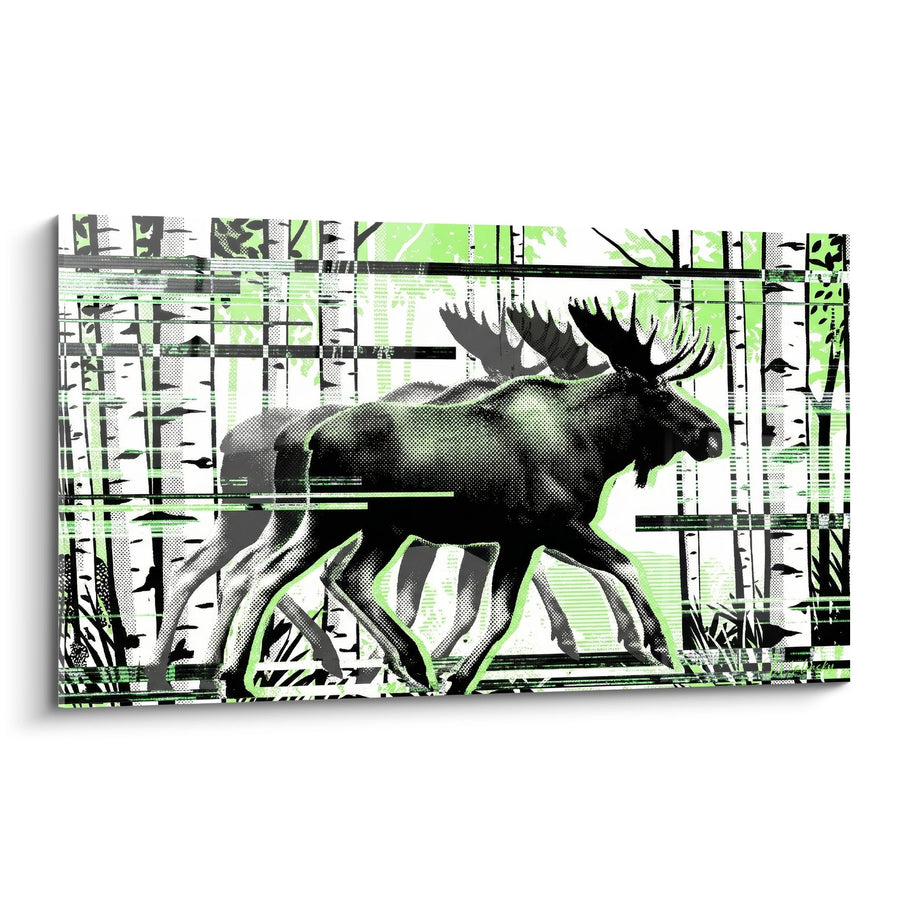 Tableau Élan Majestueux Noir et Vert Style Graphique Moderne - Puissance Sauvage - Edition Elan