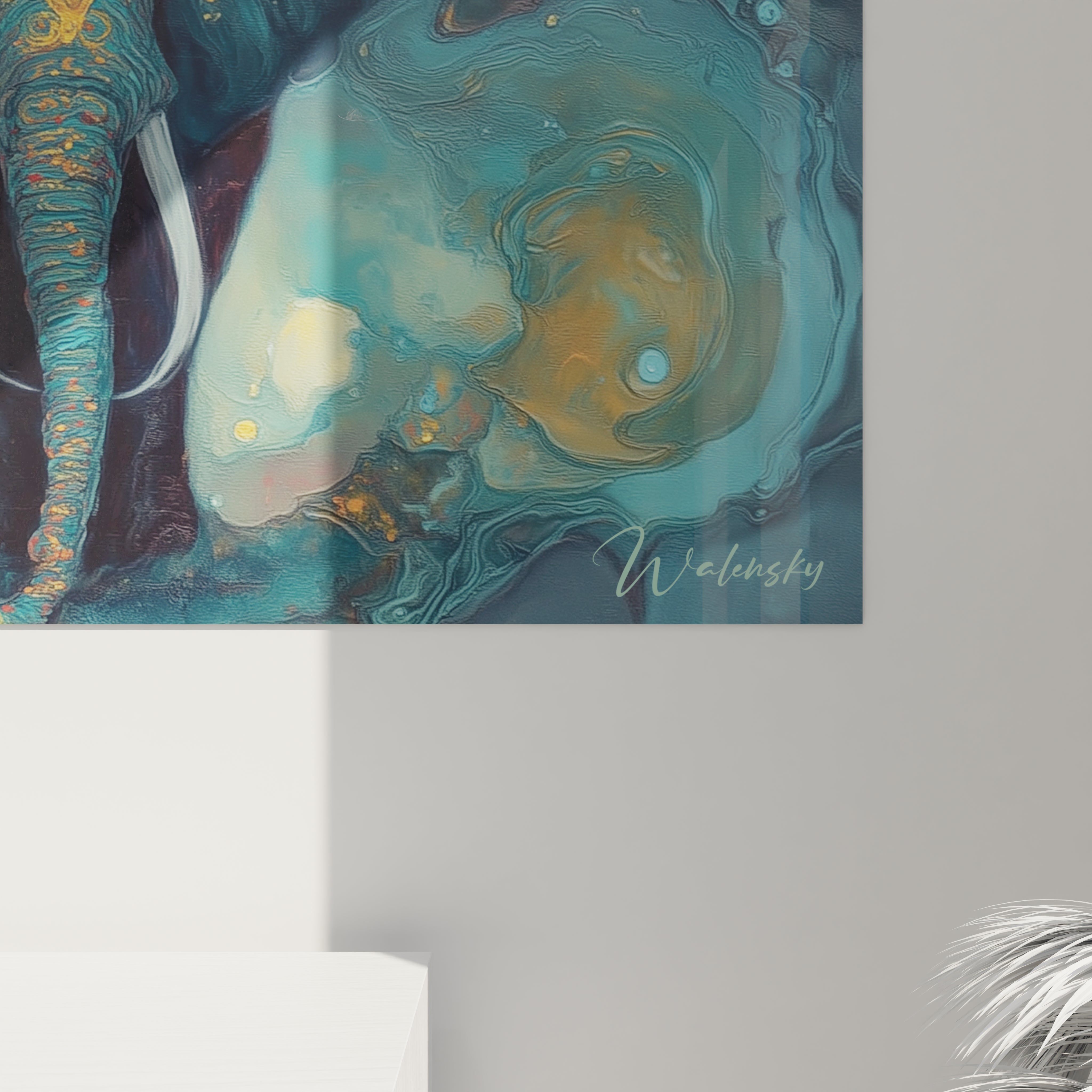 Tableau mural éléphant paysage africain de Walensky avec des couleurs vibrantes et abstraites