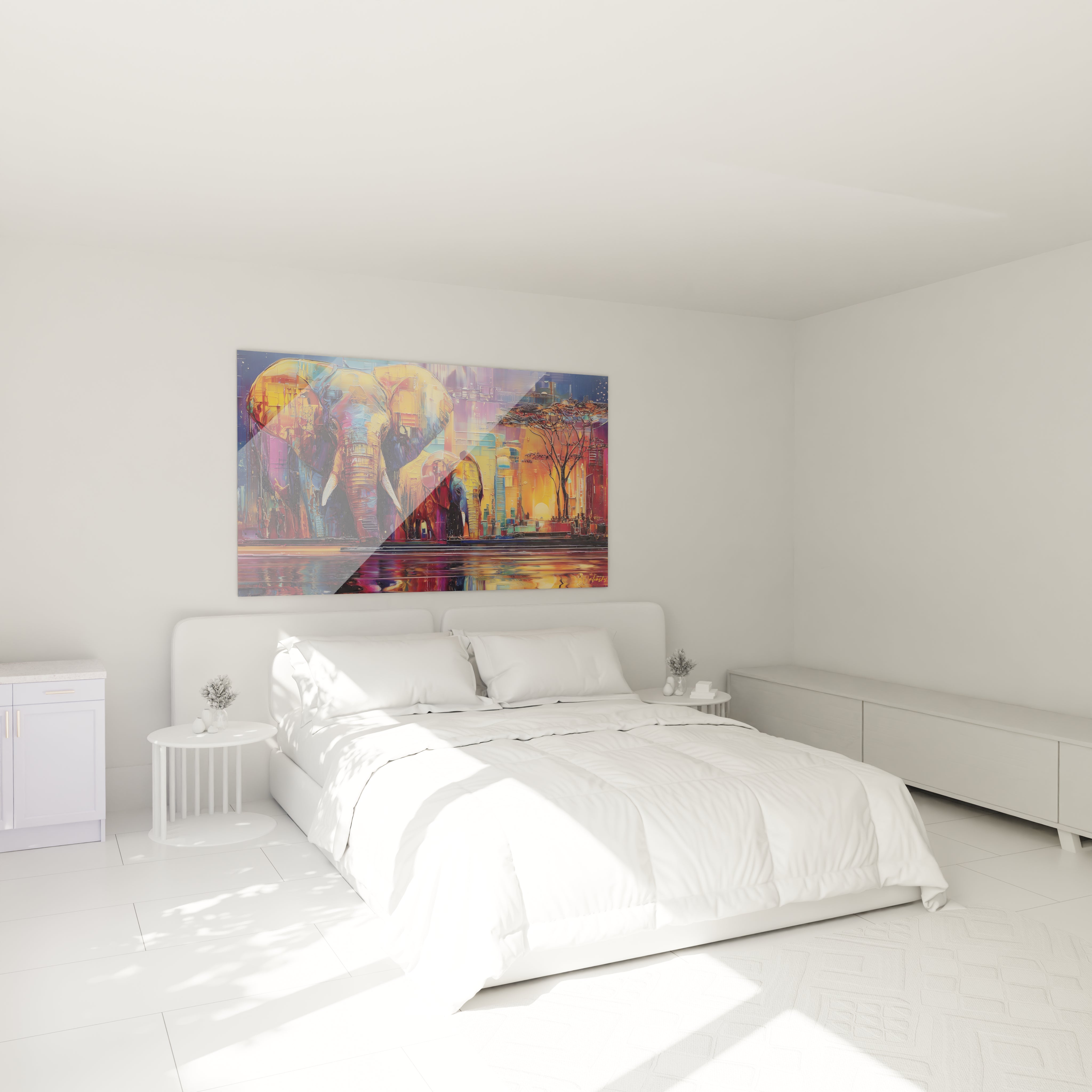 Tableau mural éléphant paysage africain de Walensky, ajoutant une touche artistique moderne à la chambre