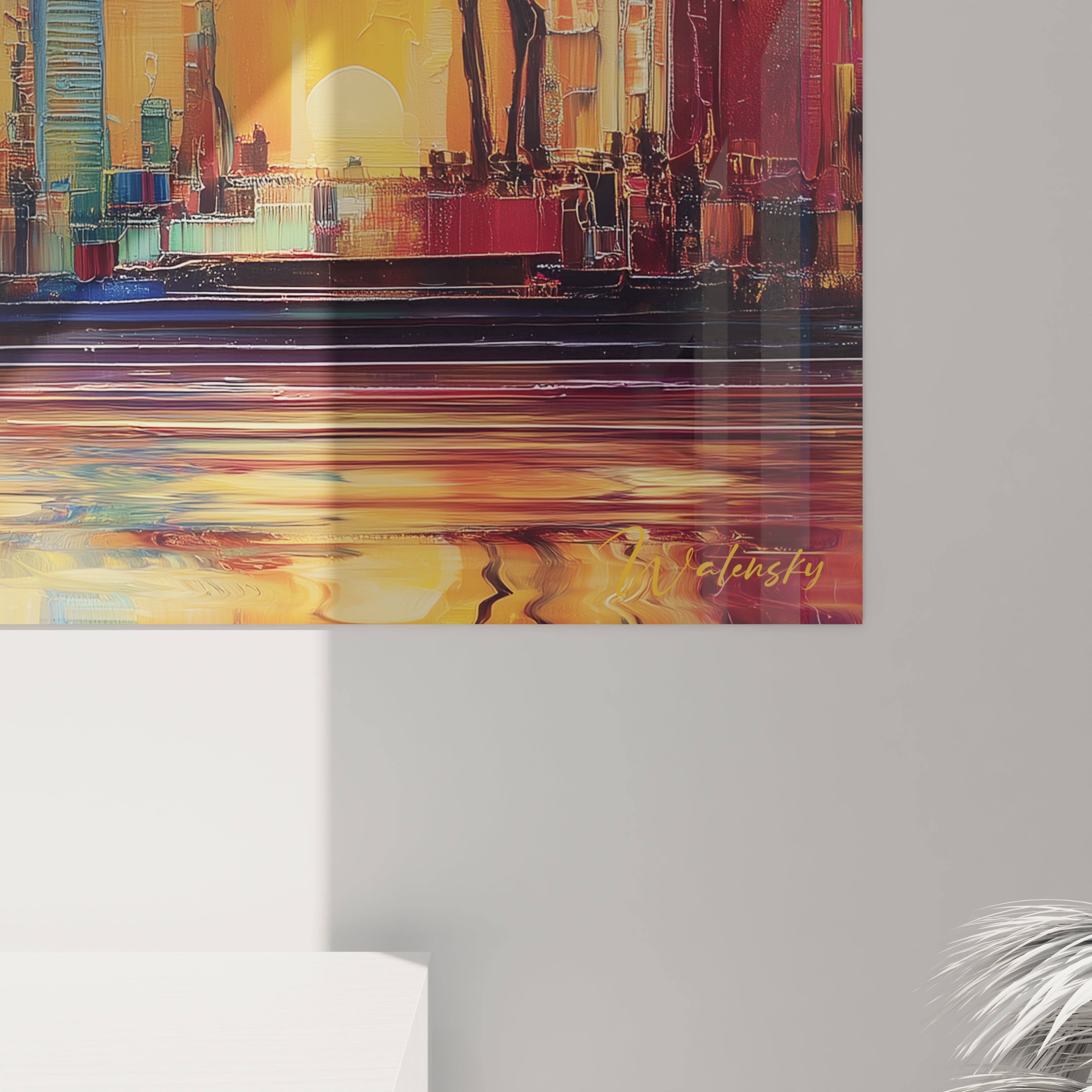 Tableau mural éléphant paysage africain coloré avec un coucher de soleil vibrant par Walensky