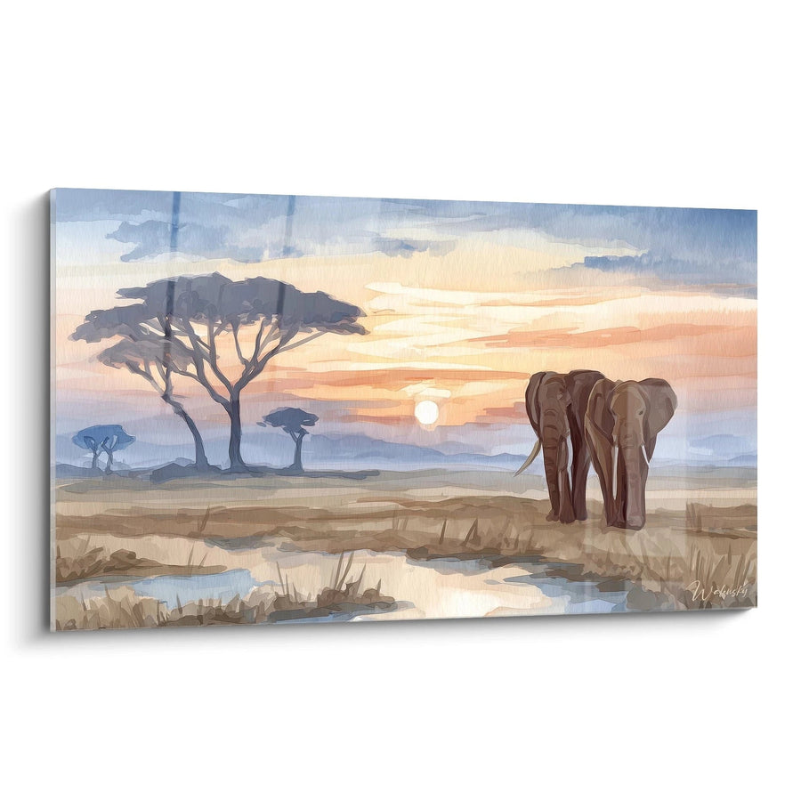 Tableau Éléphant Roi des étendues sauvages - édition paysage africain