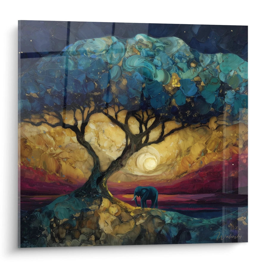 Tableau Éléphant Témoin du Soleil Ambré - édition paysage africain