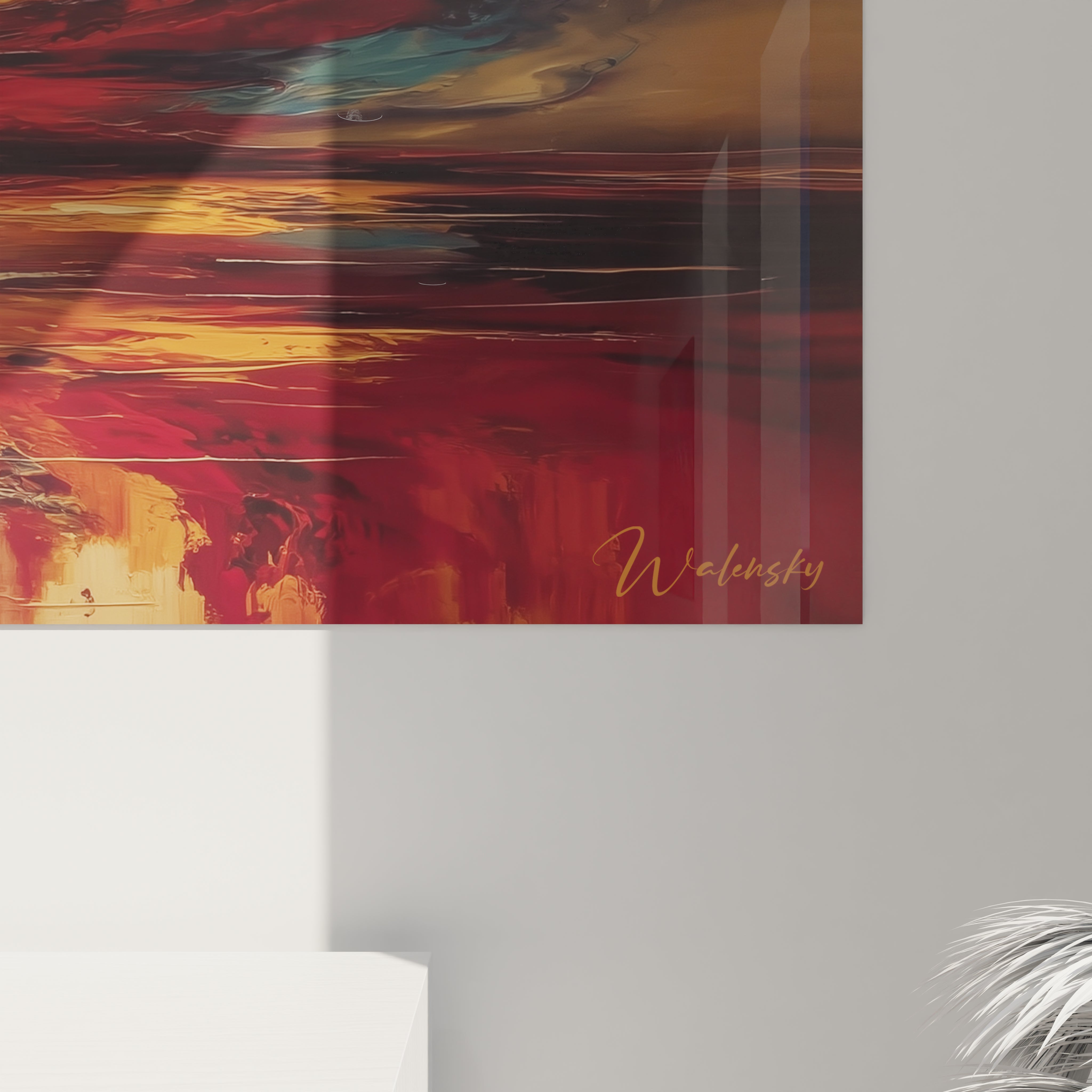 Tableau mural Walensky avec un paysage africain d'éléphants sous un ciel coloré