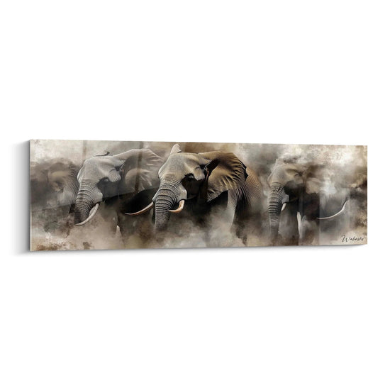 Schilderij Olifanten Sahara oker - olifanteneditie