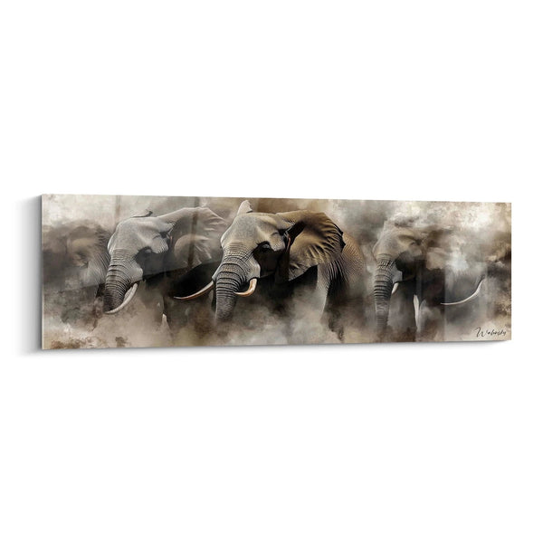 Schilderij Olifanten Sahara oker - olifanteneditie