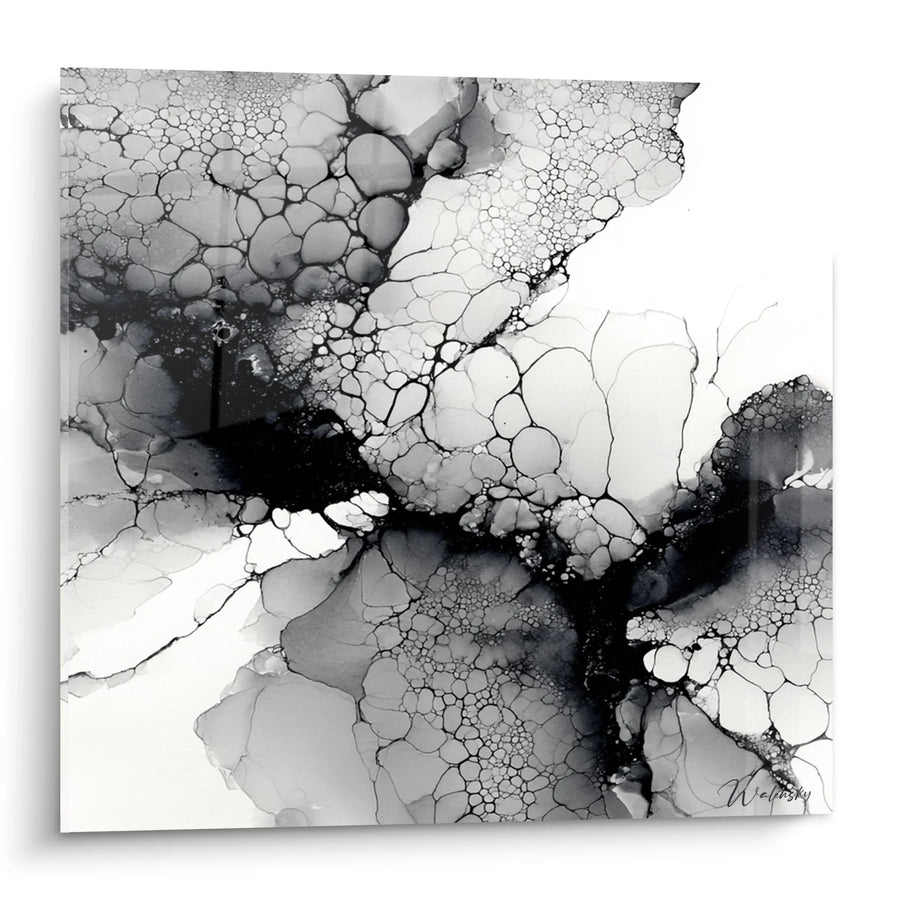 Tableau Encre Fluide - Nuances Organiques - Edition Noir et blanc abstrait