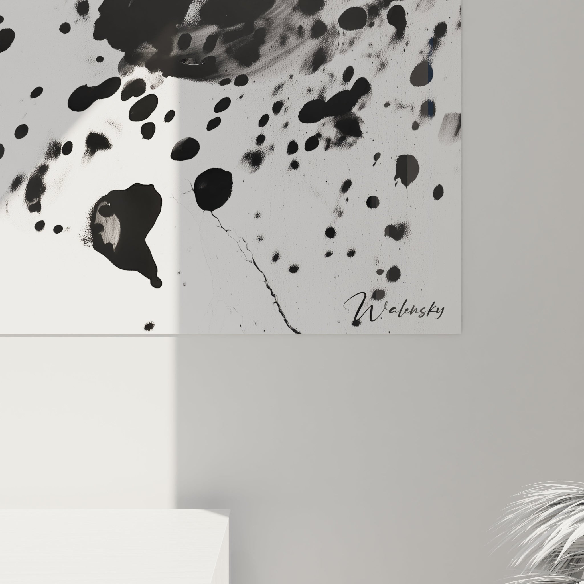 Tableau tacheté noir et blanc de Walensky avec des éclaboussures artistiques modernes