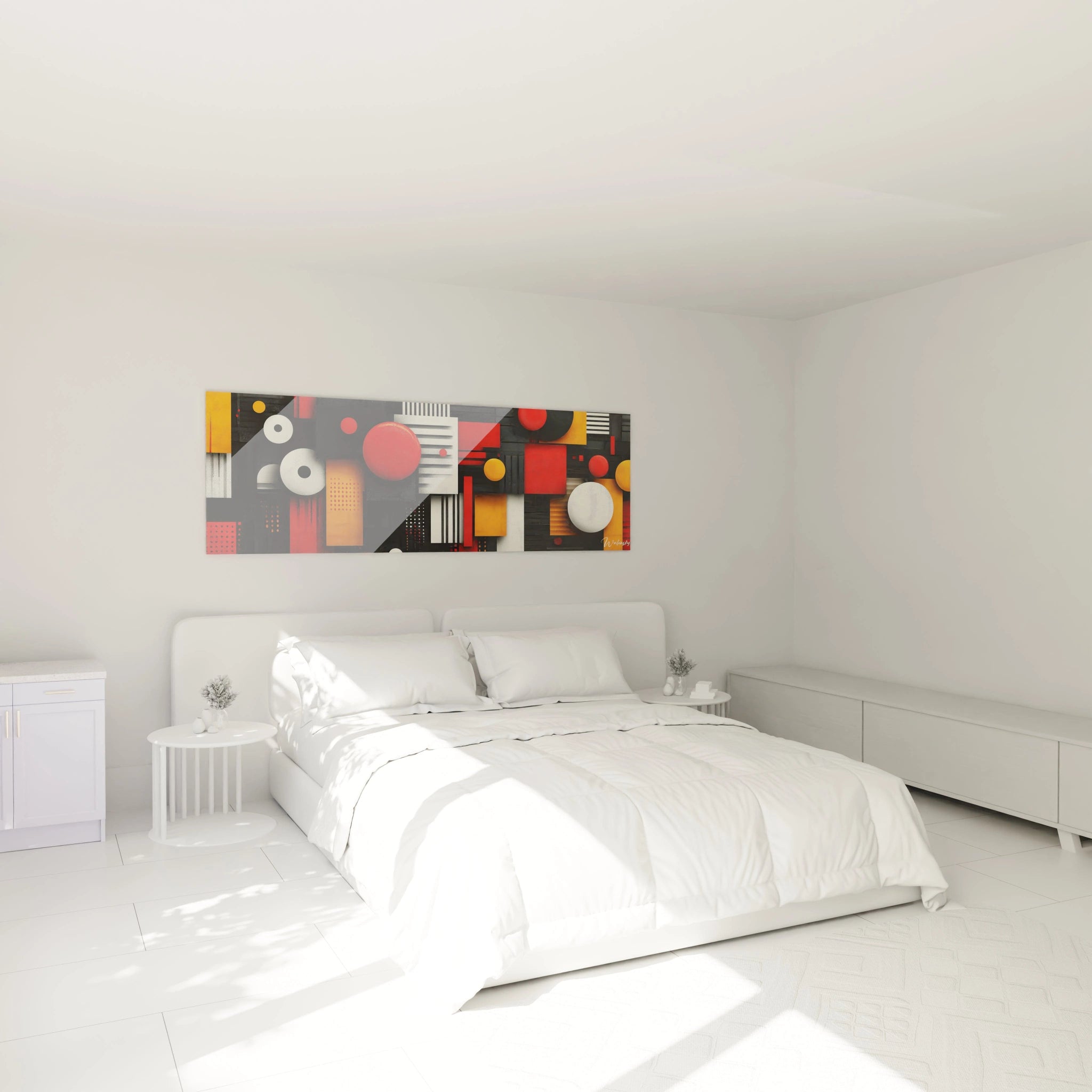 Tableau géométrique abstrait Walensky en couleurs vives pour décor moderne de chambre à coucher