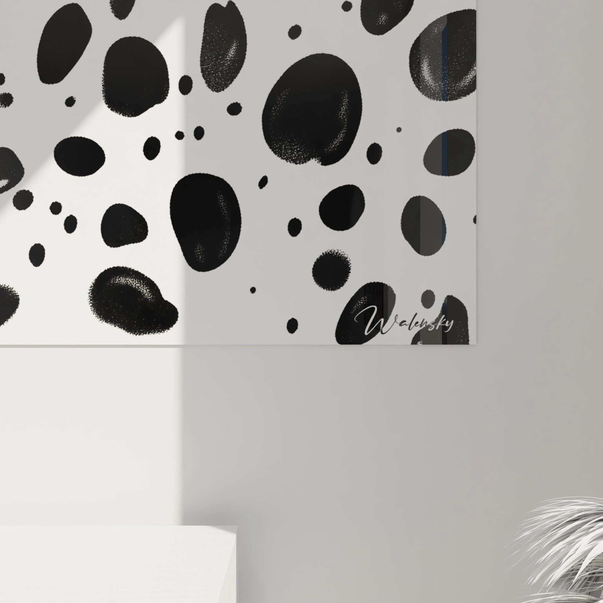 Tableau tacheté noir et blanc de Walensky avec des motifs audacieux pour une décoration moderne