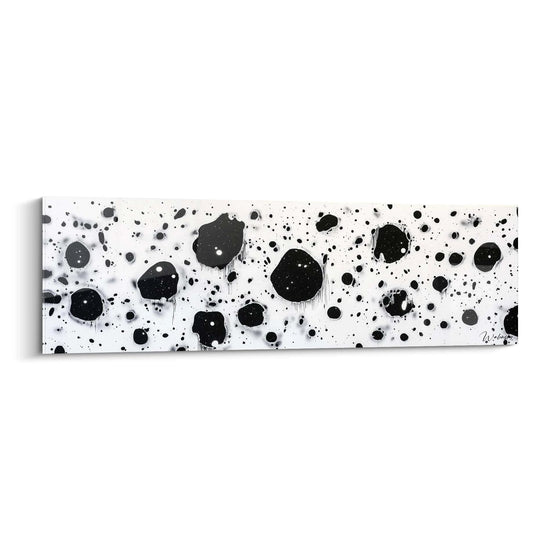Tableau tacheté noir et blanc de Walensky avec des motifs artistiques modernes et abstraits