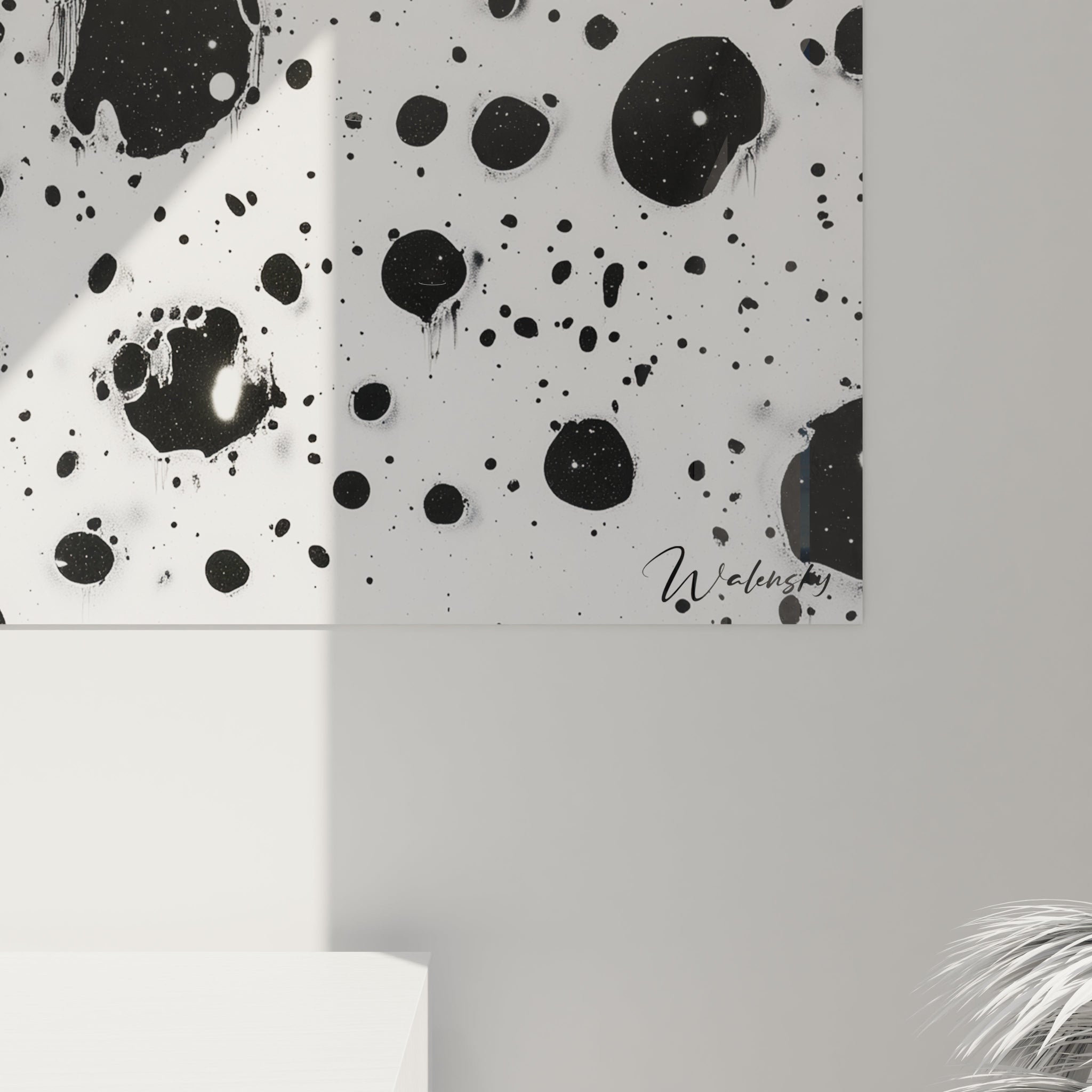 Tableau tacheté noir et blanc de Walensky avec des éclaboussures artistiques modernes