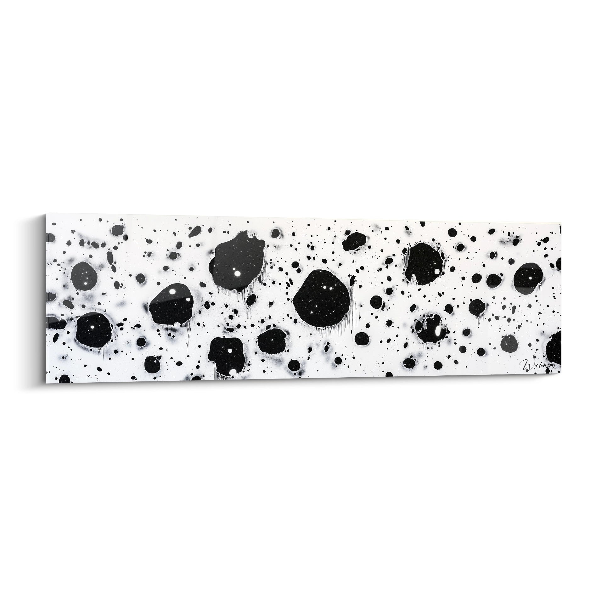Tableau tacheté noir et blanc de Walensky avec des motifs artistiques modernes et abstraits